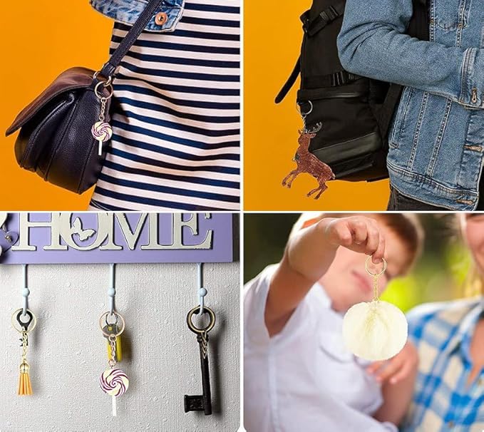 50Sets 1 inch Keychain Rings Gun Black Split Round Key Ring with Chain and Open Jump Rings for DIY Keychain Making Crafts