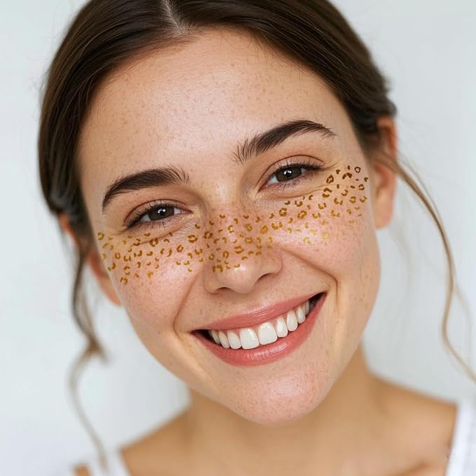 Cheetah Glitter Freckles Face Tattoo Glitter Freckles for Face Gold Sparkle Freckles Leopard Print Face Glitter Makeup Patches