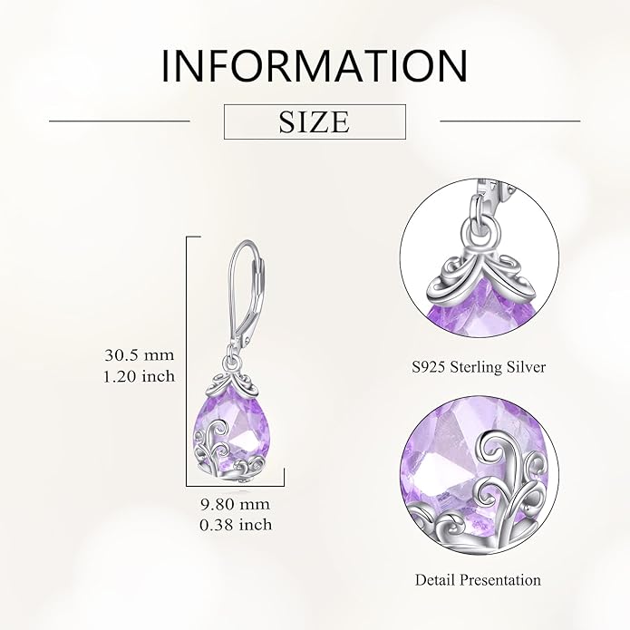 POPLYKE Celtic Filigree Teardrop Drop Dangle Earrings Sterling Silver Leverback Earrings Jewelry for Women