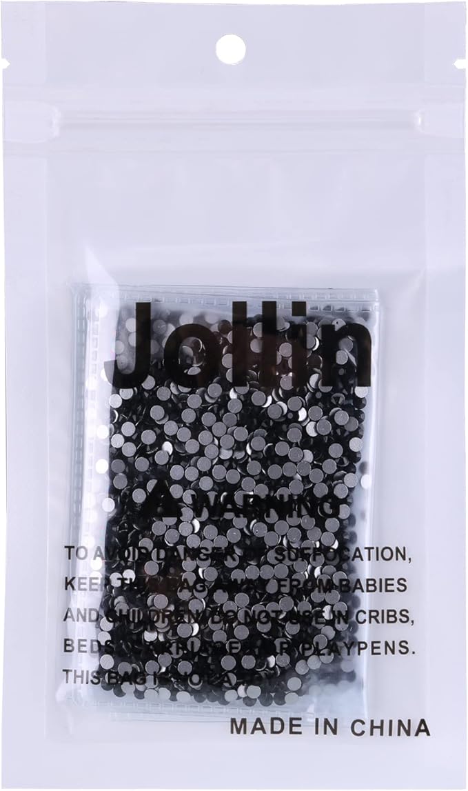 Jollin Glue Fix Crystal Flatback Rhinestones Glass Diamantes Gems for Crafting Nail Art Crafts Decorations Clothes Shoes 2.8mm (ss10 2880pcs, Jet)