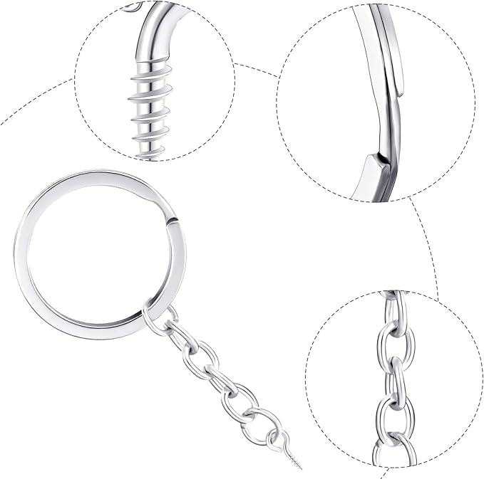 250 Pieces Keychain Rings Including 35 Pieces Keychain Rings and Jump Rings and 180 Pieces Screw Eye Pins for Jewelry Making (Mixed Colors,25 mm)