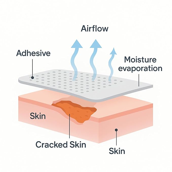 PUREEASE Cracked Skin Repair Sheets for Dry Heels, Fingers & Hands – Soft Barrier Stickers for Moisture Lock & Skin Recovery – Waterproof, Hypoallergenic, Invisible – 10 Sheets