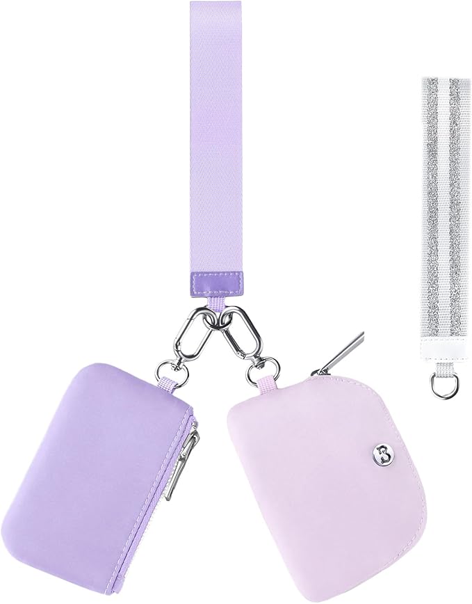 Babysun Mini Zip Around Dual Pouch Wristlet With 2 Straps Wristlet Keychain Wallet for Women Coin Purse Small Cute for Teen Girl