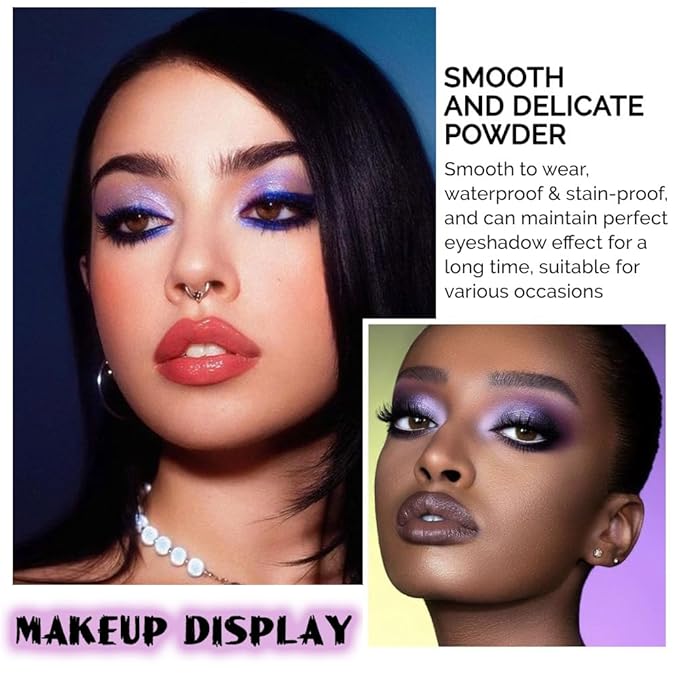 evpct 9 Colors Purple Glitter Eyeshadow Palette, Lavender Violet Purple Pink Glitter Metallic Shimmer Sparkly Eye Shadow Palette Makeup for Older Women Blue Eyes, Highly Pigmented Waterproof eyeshadow