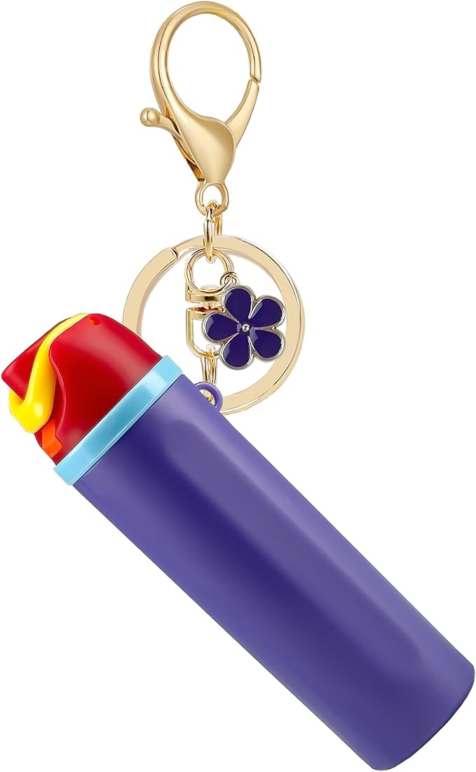 Mini Trendy Bottle Keychain Accessories Compatible with Owala Water Cute Tumbler Cup Chapstick Lip Balm Holder Charms