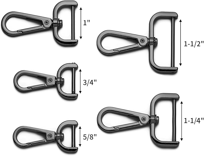 4PCS Detachable Snap Hook Swivel Clasp with Screw Bar, Multiple Sizes Hardware for Changing Bag Straps,Gunmetal3/4