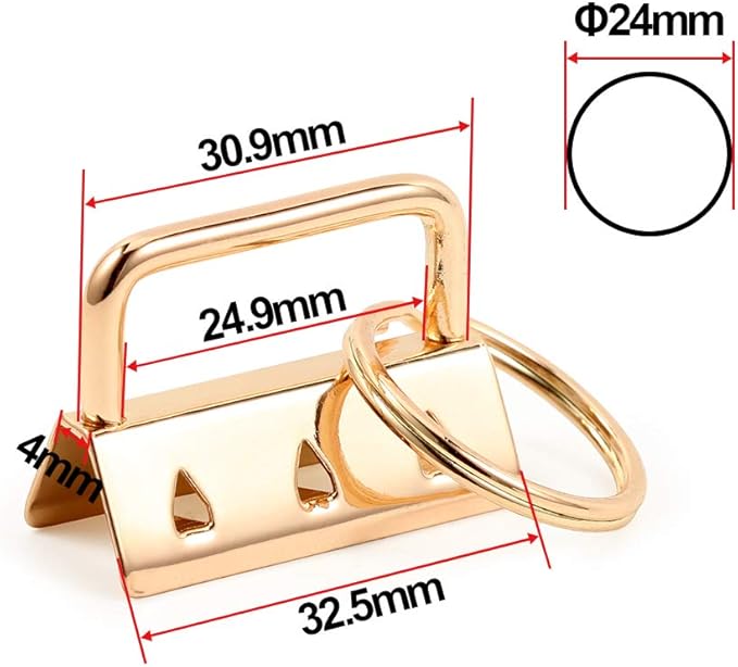 SPEEDWOX 20 Sets of Key Fob Pliers and 1.25 Inch Key Fob Hardware Sets with Keychain Split Rings Golden Webbing Fabric Strapping Glass Breaking Pliers Tools with Rubber Tips