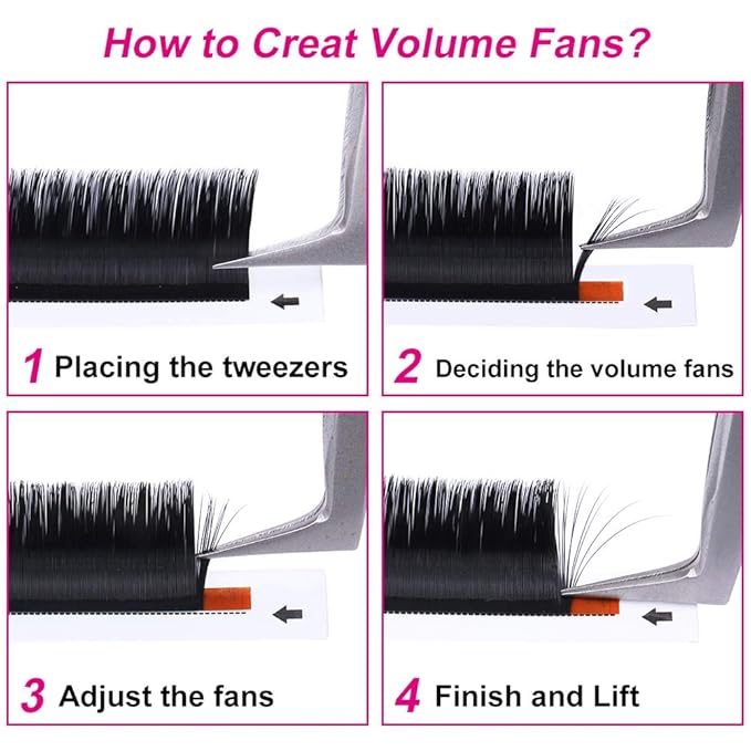 FADLASH Easy Fan Lashes Extensions 0.05mm 0.07mm Self Fanning Eyelash Extensions 2D~10D C/D/DD Curl Volume Eye Lash Extensions 8-20mm Length (0.07-D, 12mm)