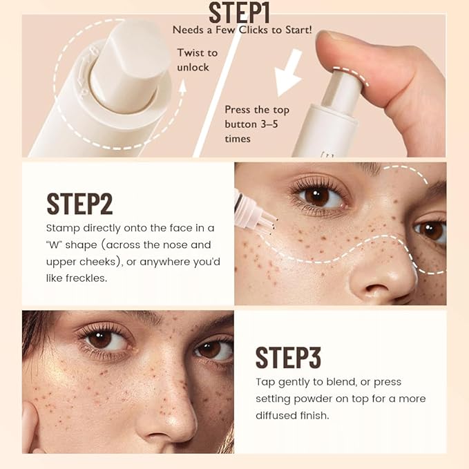 Upgrade Faux Freckle Stamp Pen – Waterproof Fake Freckles Makeup Tool, Natural-Looking Freckle Maker & Spray with Multi-Prong Precision Stamp Head, Long-Lasting Sunkissed Makeup (1# LIGHT)