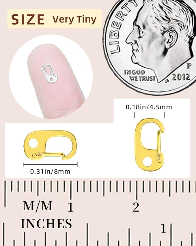 10Pcs Oval Clasp Carabiner Necklace Clasps and Closures Spring Ring Pearl Necklace Enhancer Connector for Jewelry Finding Necklace Bracelet Making