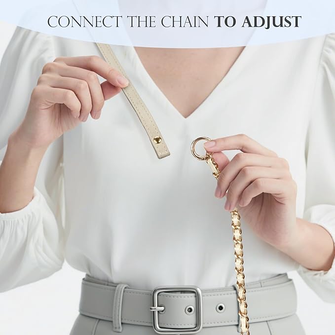 TiMOVO 2-in-1 Phone Lanyard Crossbody, Adjustable Phone Strap for Most Smartphones, PU Strap Combo with Metal Chain for Women