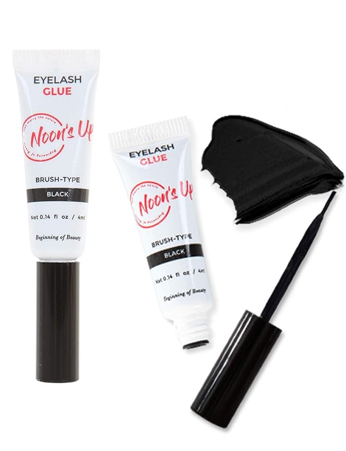NOON'S UP Black Eyelash Glue - Super Strong Hold, Waterproof, Hypoallergenic Adhesive for Sensitive Eyes (0.14 Fl. Oz.)