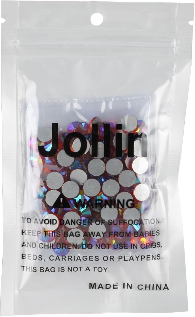 Jollin Glue Fix Crystal Flatback Rhinestones Glass Diamantes Gems for Nail Art Crafts Decorations Clothes Shoes(ss40 144pcs, Red AB)