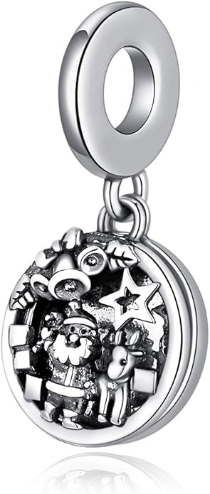 LONAGO 925 Sterling Silver Personalized Photo Charm Fit Compatible for Bracelet Necklace Customized Heart Round Shape Picture Bead