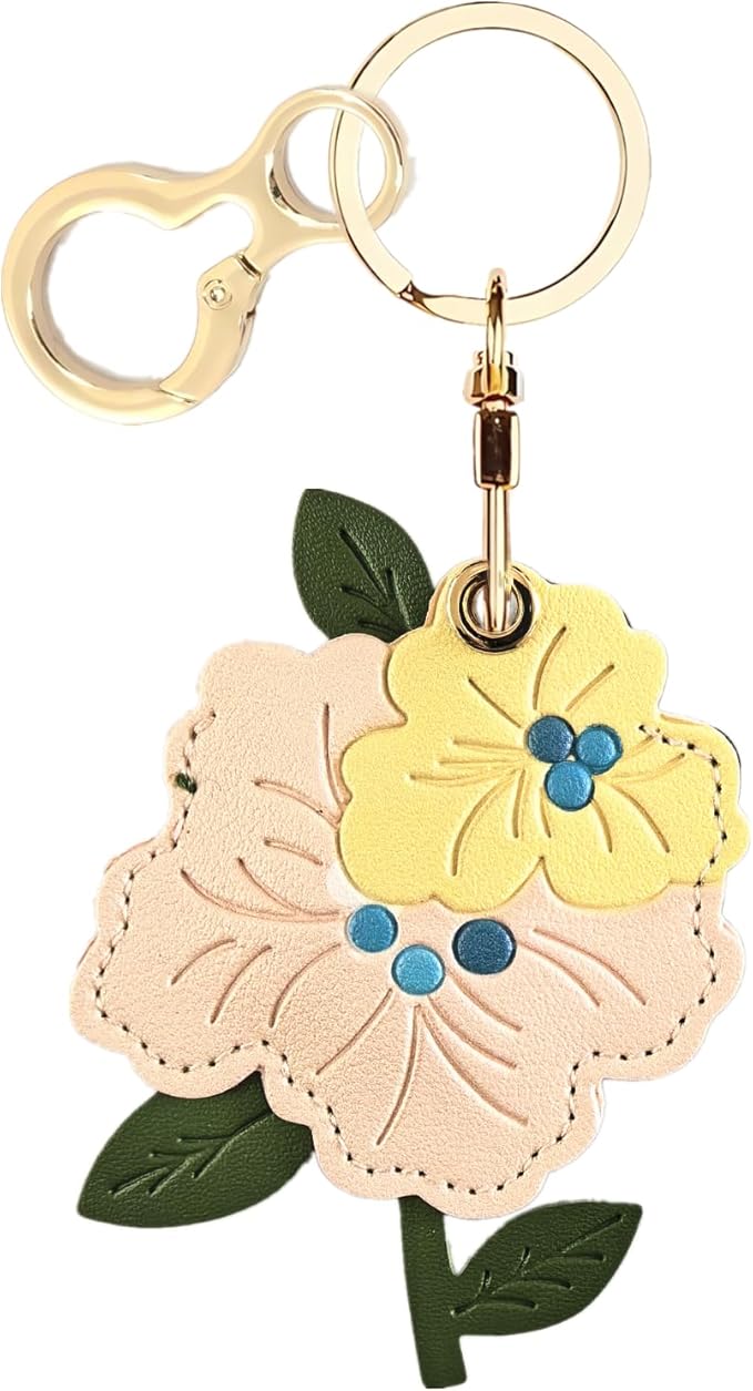 Leather Keychain Holder Case Compatible with AirTag,Cute Protective Apple Air Tag Cover with Keychain Ring,Anti-Scratch Finder GPS Tracker Case for Wallet Keys,bag,pets(Figure 2)