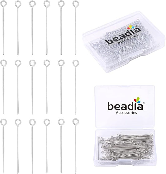 Platinum Plated Open Eye Pins Non Tarnish 40mm 150pcs for Jewelry Making Findings