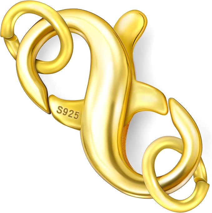 Dailyacc S925 Double Opening Lobster Clasp Sterling Silver and Gold Necklace Bracelet Extender Clasps and Closures for DIY Jewelry