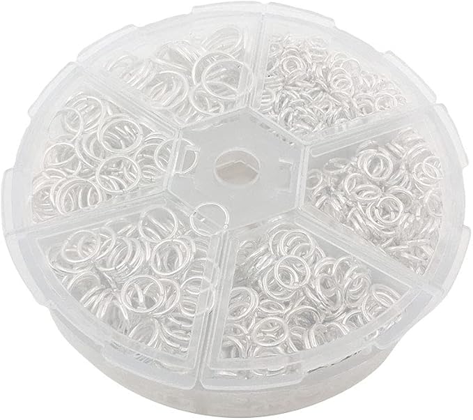 1500Pcs Mixed 6 Sizes Open Jump Rings,4mm 5mm 6mm 7mm 8mm 10mm Jump Ring Jewelry Keychain for Jewelry Making Accessories with 1Pcs Jump Ring Open/Close Tool and 1Pcs Storage Box (Silver)