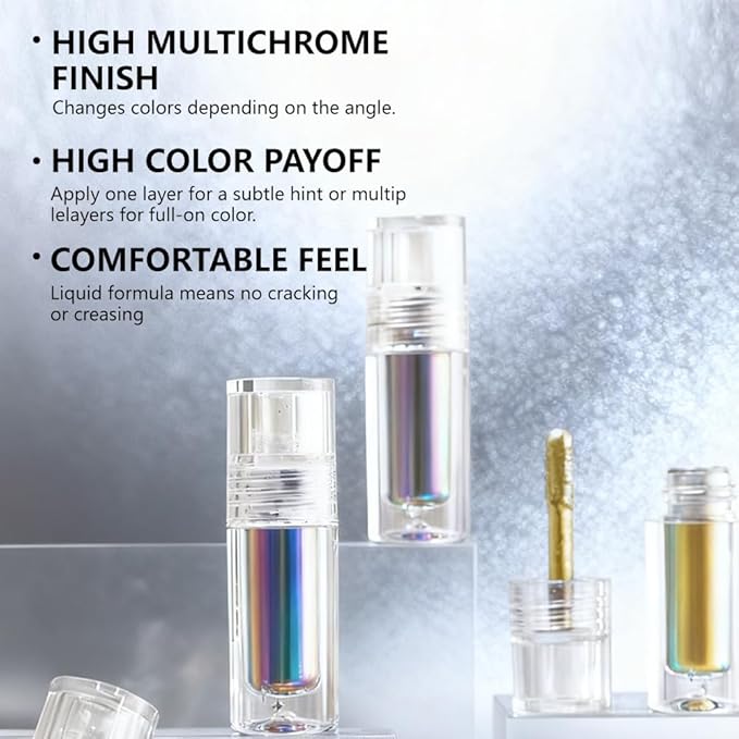 evpct 2Pcs Royal Sapphire Blue Duochrome Chameleon Liquid Eyeshadow, Multichrome Metallic Glitter Liquid Eye Shadow Makeup for Women, Waterproof Multi Color Shifting High Pigment Iridescent Eyeshadow