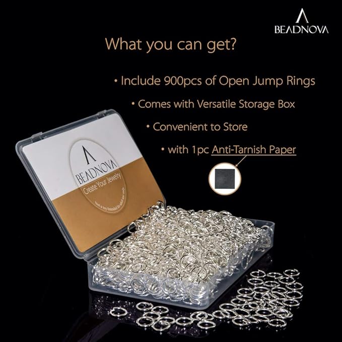 BEADNOVA 10mm Jump Rings Silver Jewelry Jump Rings for Jewelry Making Acessories Findings for Keychains (900Pcs)