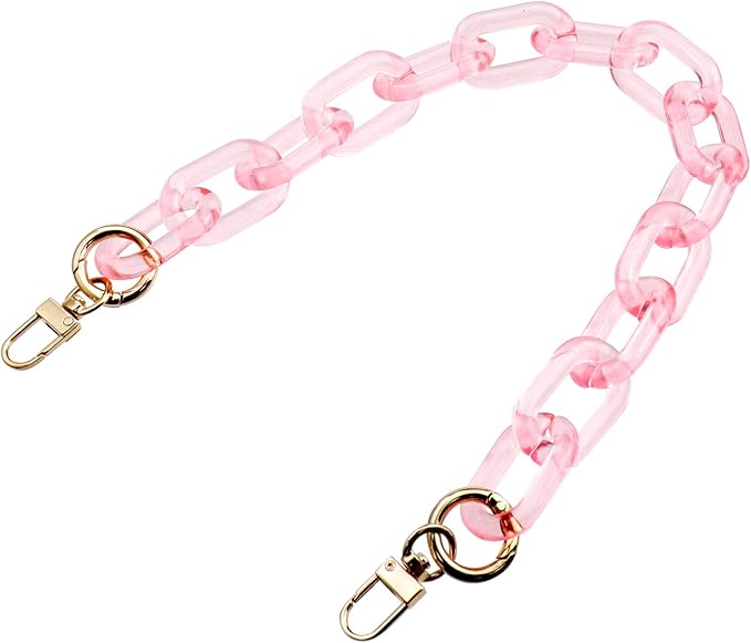 Purse Strap Bag Chain 17 Inch Resin Shoulder Strap Handbag Decoration Chain Bag Charms Accessories, Clear Pink