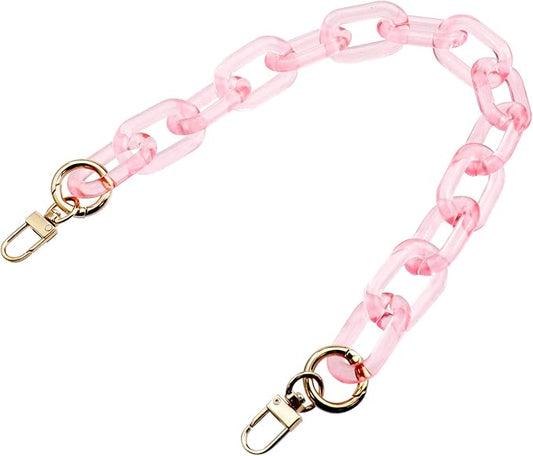 Purse Strap Bag Chain 17 Inch Resin Shoulder Strap Handbag Decoration Chain Bag Charms Accessories, Clear Pink