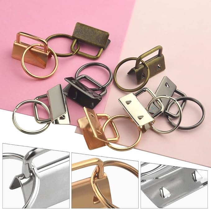 61PCS Key Fob Hardware Set Including 1 Inch 40Pcs Key Fob Hardware 20Pcs Leather Keychain Tassel and 1Pcs Key Fob Pliers for Key Fob Hardware Install