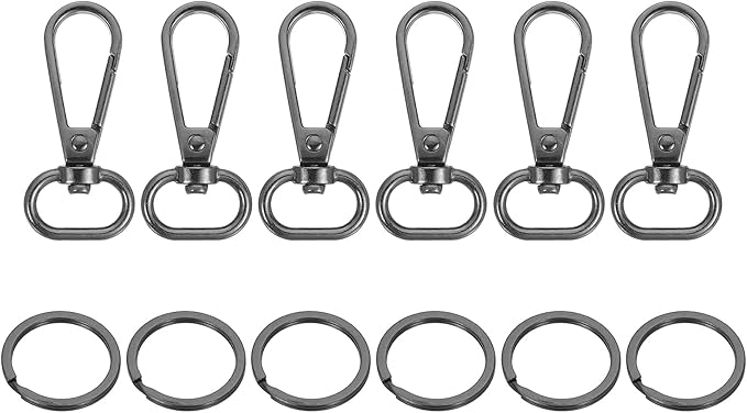 uxcell 12 Pcs Swivel Clasp Hook, 0.59" Purse Snap Clasps Detachable for Bag, Grey