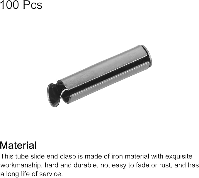 uxcell 100Pcs Slide on End Clasps, 16mm Tube Ball Bead Slider Crimp Ends for Multi-Strand DIY Craft Making, Metallic Black