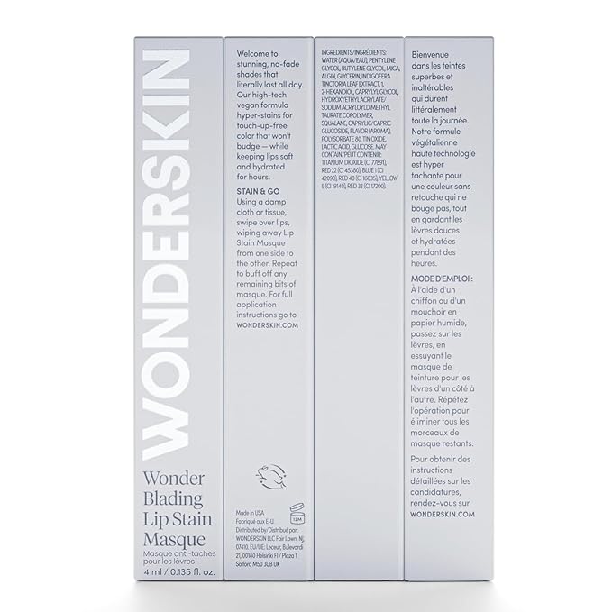 Wonderskin Wonder Blading All Day Lip Stain Peel Off Masque and Reveal Kit - Long Lasting, Waterproof Pink Lip Tint, Transfer Proof Natural Makeup Stain Kit (Darling)