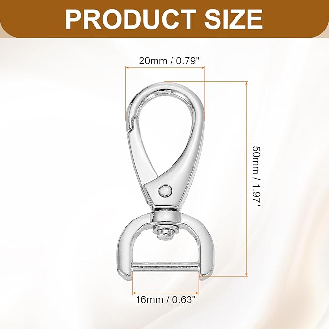 HARFINGTON 4pcs Detachable Snap Hook Swivel Clasp 5/8" (16mm) Zinc Alloy Lobster Claw Clasp for Keychain Lanyard Purse DIY Purse Strap, White