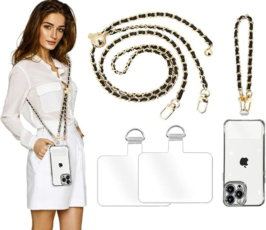 2Pcs Phone Crossbody Lanyard and Wrist Strap, Universal Cell Phone Lanyard Strap with 2Tether Tab