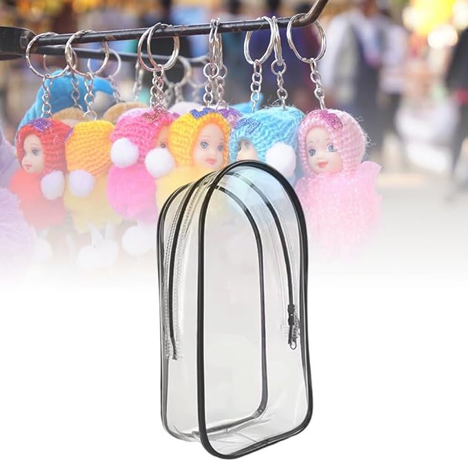 Clear Pouch Keychain Waterproof Clear Figure Display Bag with Keychain Portable Mini Pouch Mini Makeup Bag for Lipstick Card Cable