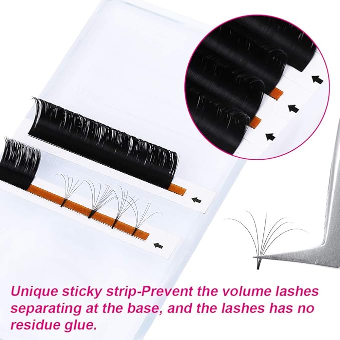 Volume Lash Extensions 0.05 0.07mm Easy Fan Lashes C D DD Curl Volume Fans Self Fanning Eyelash Extensions 8-25mm (0.07-C-10mm)