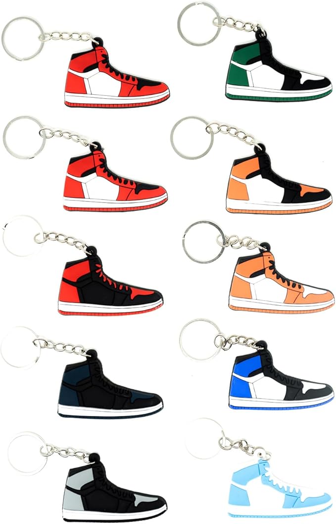 Retro Shoe Rubber Sneaker Keychains Birthday Party Favors Fun Gifts Hype Props Celebration Decoration Kids Mystery Goodie Bag Prizes (Retro Pack of 10)