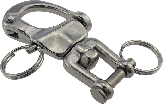keehui Pair of 2-3/4inch Jaw Swivel Snap Shackle 316 Stainless Steel for Sailboat Spinnaker Halyard