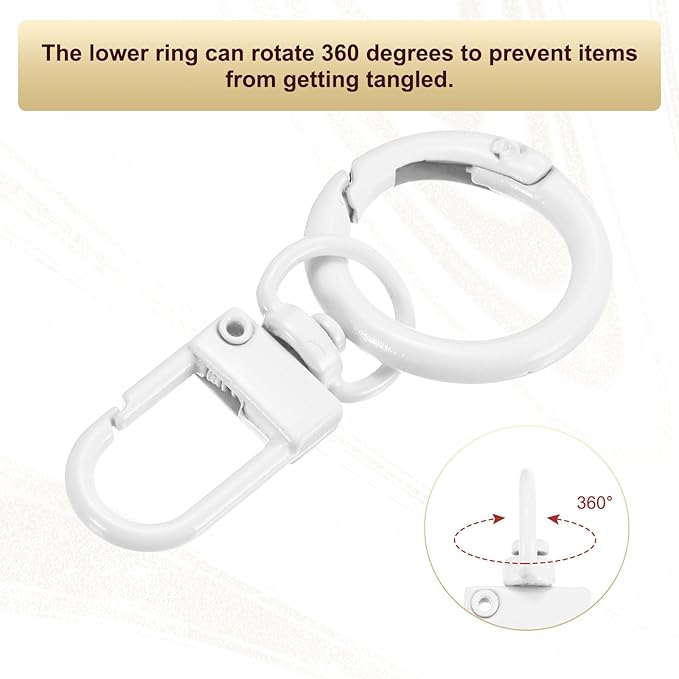30-Pack Lobster Claw Clasp, Zinc Alloy Swivel Trigger Snaps Spring Clasps Hooks for Keychain Buckle/Lanyard/Straps/Purse, Spring Clasps Clips [White]