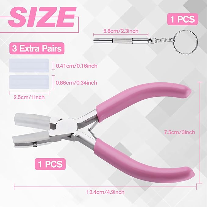 5-Inch Double Nylon Jaw Pliers with 3 Pairs of Replacement Tips and a Screwdriver, Flat Nylon Jaw Pliers for Jewelry Making, Spring Loaded Soft Nose Plier Wire Straightener Wire Wrapping Tool