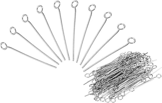 PATIKIL 200Pcs 304 Stainless Steel Jewelry Eye Pins 26mm 22 Gauge Silver Open Eye Pins for Jewelry Making DIY Craft Necklaces Bracelets Earrings