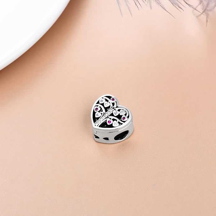 LONAGO 925 Sterling Silver Personalized Photo Charm Fit Compatible for Bracelet Necklace Customized Heart Round Shape Picture Bead