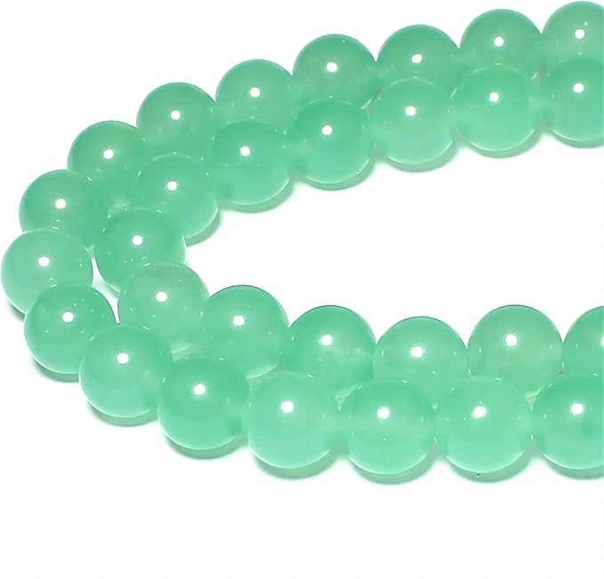 MJDCB Stone Beads 6mm 60pcs Round Mint Green Jade Loose Gemstone Bead Charms for Jewelry Making Bracelet Necklace Earring Pendant