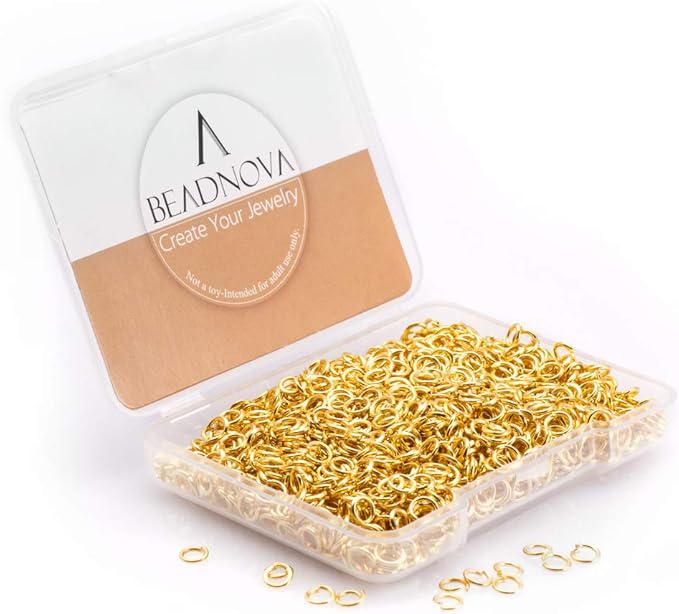 BEADNOVA 4mm Gold Jump Rings for Jewelry Making Open Jump Rings for Keychains and Necklace Repair (1200Pcs)