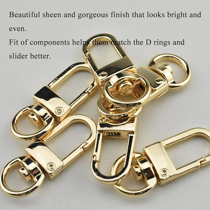 Hahiyo 34mm Length Swivel Lobster Clasp One Handed Operation Strong Hinge Smooth Locking Motion Zinc Alloy Push Gate Trigger Snap Hook Buckles Gold 6 PCS for Crossbody Purse Chain Connect Key Fobs