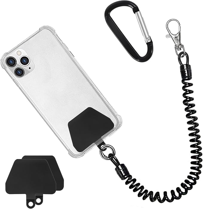 Doormoon Phone Lanyard Tether with 2 TPU Patch, Cell Phone Lanyard with 1 Phone Tether, 2 TPU Patch for Outdoor Hiking Climbing