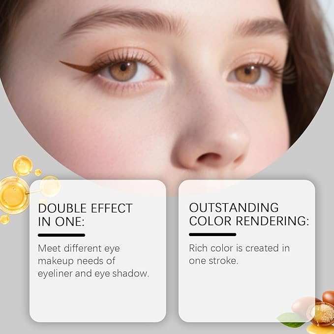 Eyeshadow Stick, Perfect Color Duo-Shadow Liner 2-in-1 Eyeliner & Eye Shadow Stick, Easily Blendable & Buildable, Waterproof, Creamy Easy-Glide, For Effortless Smoky Or Natural Eye Makeup(02+05)