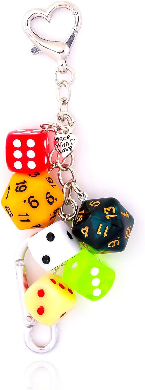 Lucky Dice Cherry Magic 8 Ball Keychain Billiard Ball Star Cherry Bags Charms Cute Y2k Keychain for Women Men