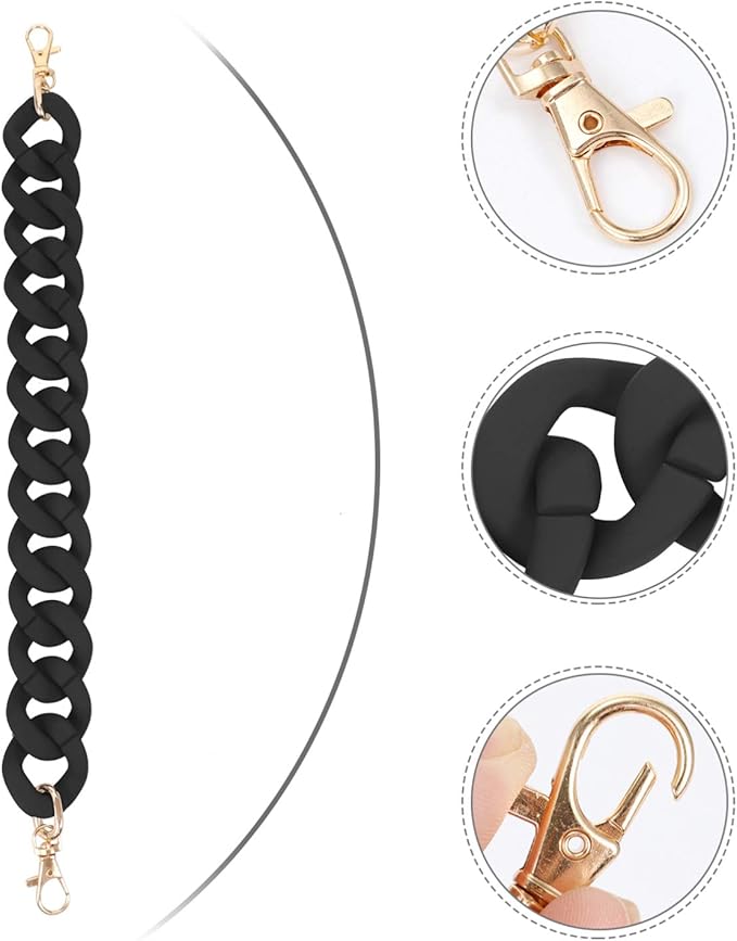 Black Purse Chain Replacement Strap for Handbags - 15 Inch Detachable DIY Accessory with Alloy Hooks for Purses and Messenger Bags