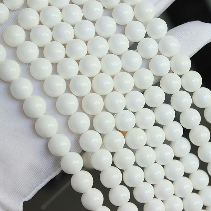 MJDCB 7A Natural Deep Sea White Shells Round Stone Beads for Jewelry Making DIY Bracelet Necklace (6mm)