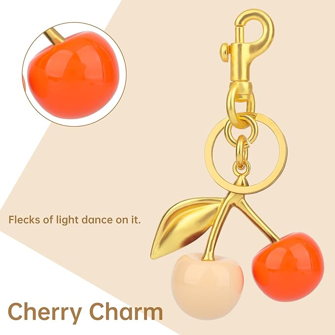 cherry bag charm, cute keychain cherry purse charms for handbags, bag accessories, gifts for women.