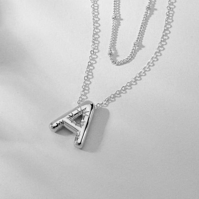 PANSHI Gold Initial Necklaces Gifts for Teen Girls Women Girlfriend Teen Girl Gifts Trendy Stuff Layered Bubble Letter Necklace Gold Jewelry Birthday Gift